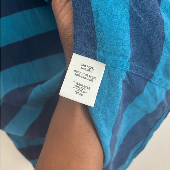 EQUIPMENT Shirt 100%Silk Leandra Button Down Cabana Stripe Cayenne Short Sleeve - Picture 4 of 6